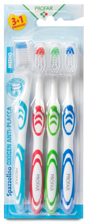 federfarma co profar spazzolino antiplacca oxigen 4 pezzi profar