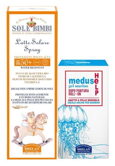 helan cosmesi sole bimbi latte solare spray spf50 100 ml meduse help gel marino dopo puntura roll on 25 ml helan ean 8058774308596