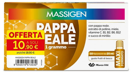 massigen massigen pappa reale 10 flaconcini da 25 ml 1090 e massigen ean 8050519573030