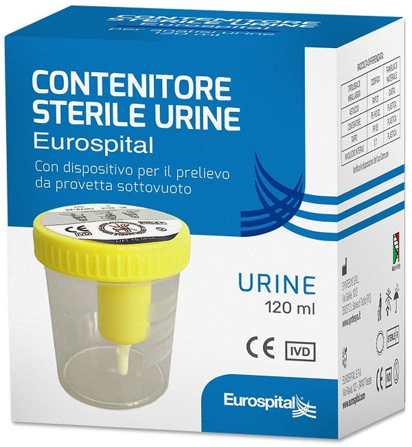 nessuno contenitore urina 120 ml sterile con tappo giallo in astuccio eurospital