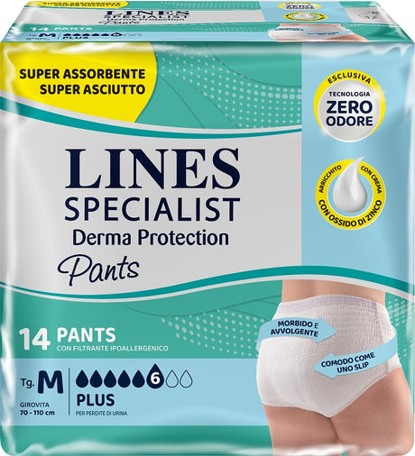 nessuno pannolone per incontinenza lines specialist derma pants plus m 14 pezzi ean 8001480503793
