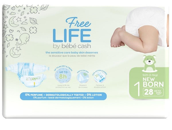 ontex freelife by bebecash new born taglia 1 2 4 kg girovita 30 41 cm 28 pezzi ean 5411416057116