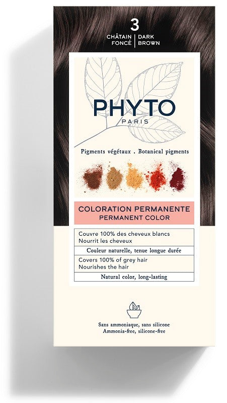 phyto lierac color kit 3 castano scuro latte rivelatore 50 ml crema colorante 50 ml maschera protettiva colore 12 ml guanti phyto ean 3338221002525