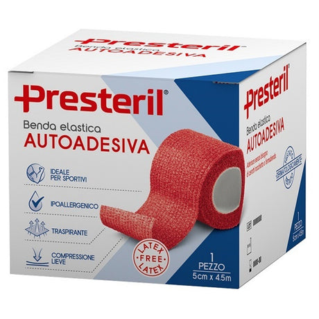 presteril benda elastica autoadesiva latex free presteril cm 5x45 m tesi rosso presteril ean 8016867019279