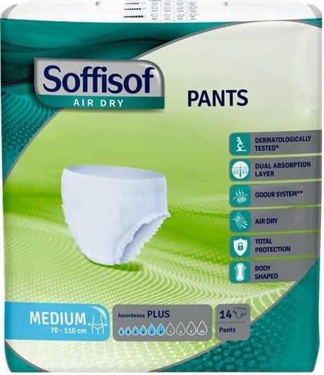 s i l c pannolone per incontinenza soffisof air dry pants plus large 14 pezzi soffisof ean 8007300028590