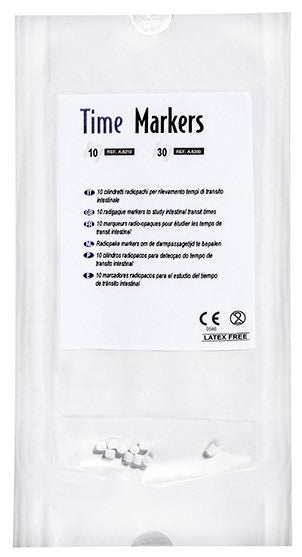 sapi med marcatore radiopaco in granuli a base di polipropilene food grade e bario solfato fu time markers per rilevamento tempo di transito intestinale busta da 10 cilindretti 20 pezzi