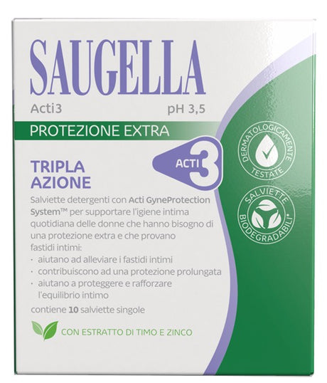 saugella saugella acti3 salviettine 10 pezzi saugella