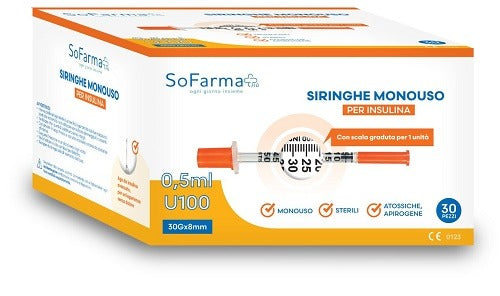 sofarmapiu siringa per insulina 05 ml 30 pezzi sofarmapiu sofarmapiu ean 6970349778882