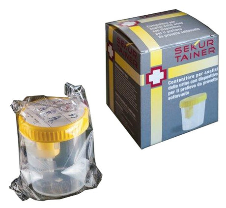 syntesys srl contenitore per urina sekur trainer con tappo a vite e sonda per prelievo da provetta sottovuoto 120ml ean 8054141490031