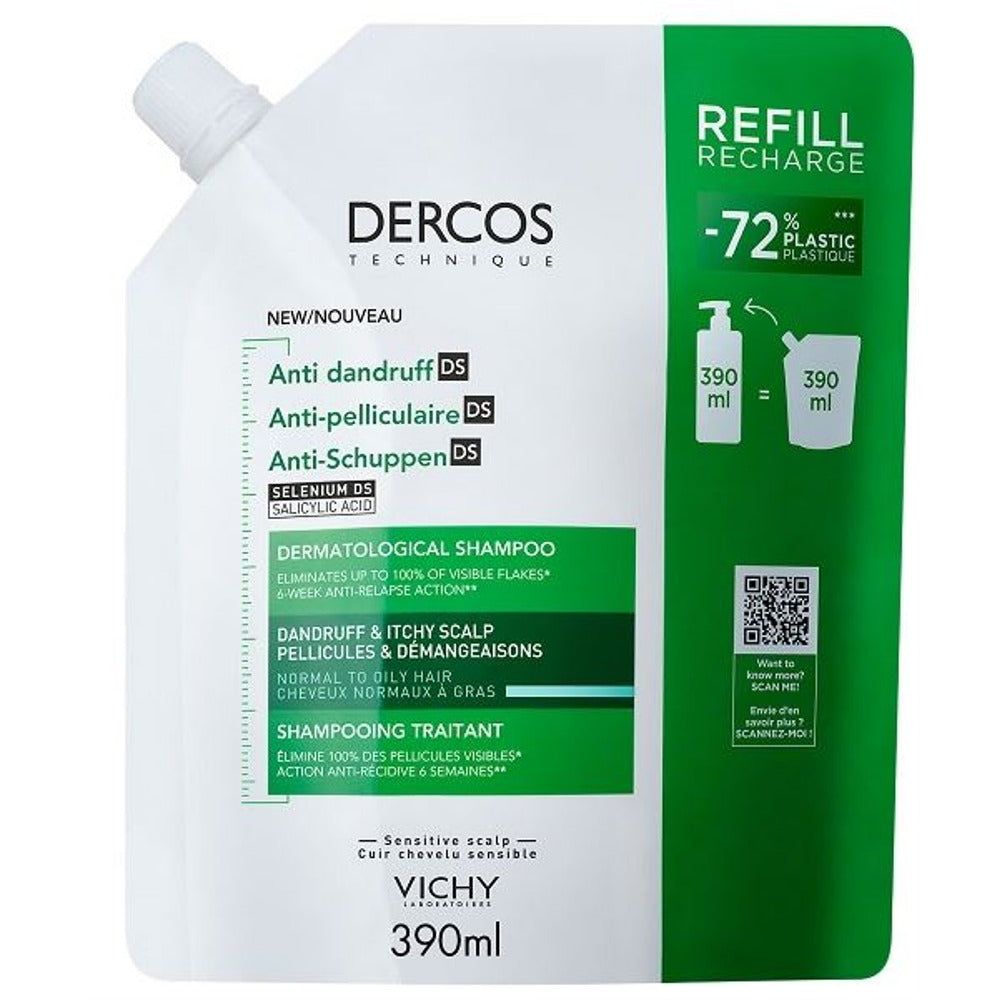 vichy dercos technique shampoo antiforfora ds grassi refill 390 ml vichy ean 3337875902830
